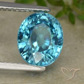 Zircão Azul elétrico Natural 4.76ct, oval, VVS