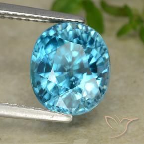 Zircão Azul Azure Elétrico Natural 5.86ct, oval, VVS