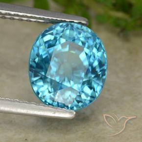 Zircão Azul Natural 5.47ct, oval, VVS