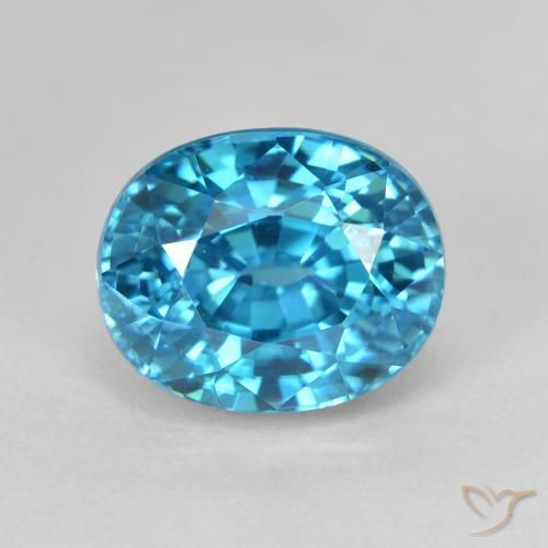 5.88ct Natural Azul médio Zircão, oval, VVS