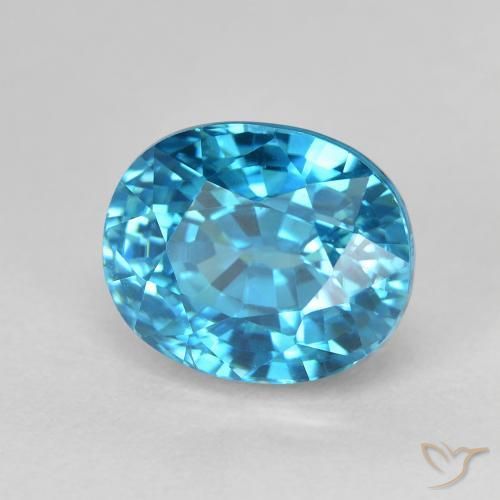 Zircão Azul médio Natural 5.88ct, oval, VVS
