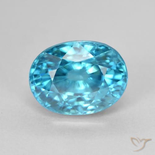 Zircão azul natural 5,84ct, corte oval, VVS-VS