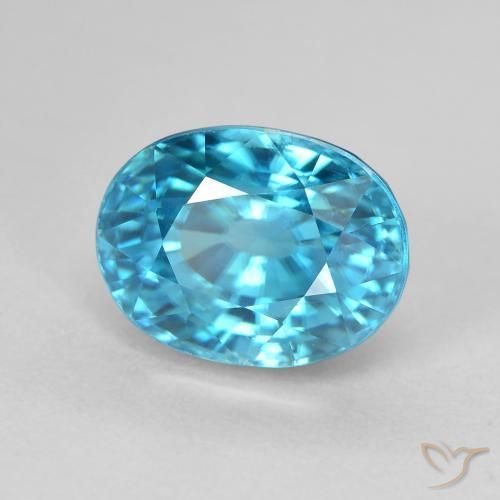 Zircão azul natural 5,84ct, corte oval, VVS-VS