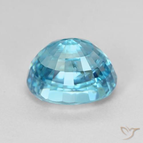 Zircão azul natural 5,84ct, corte oval, VVS-VS