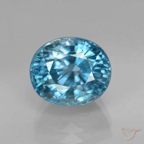 5.07ct Natural Aqua-azul prateado intenso Zircão, oval, VVS
