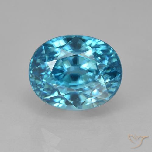 5.86ct Natural Azul Azure Elétrico Zircão, oval, VVS