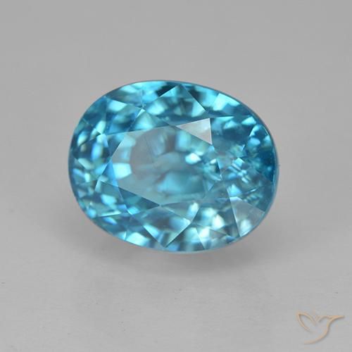 Zircão Azul Azure Elétrico Natural 5.86ct, oval, VVS