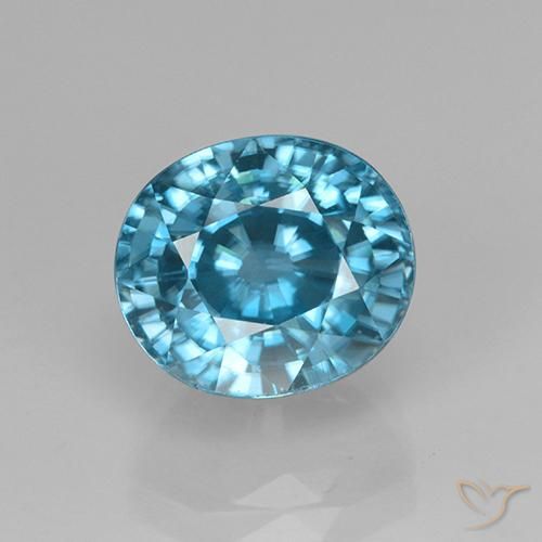 5.07ct Natural Aqua-azul prateado intenso Zircão, oval, VVS