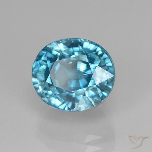 Zircão Aqua-azul prateado intenso Natural 5.07ct, oval, VVS