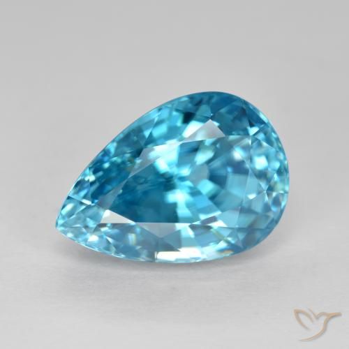 6.80ct Natural Aqua Blue Zircão, Formato de pêra, VVS