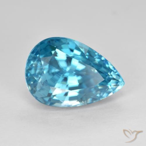 Zircão Aqua Blue Natural 6.80ct, Formato de pêra, VVS