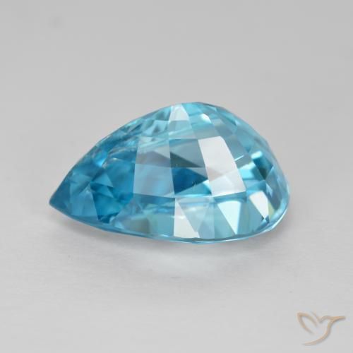 Zircão Aqua Blue Natural 6.80ct, Formato de pêra, VVS