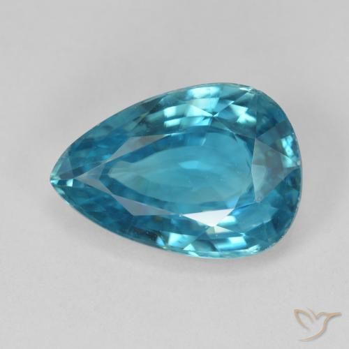 8.06ct Natural Azul médio Zircão, Formato de pêra, VVS