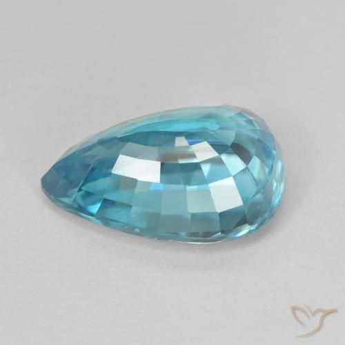 Zircão Azul médio Natural 8.06ct, Formato de pêra, VVS
