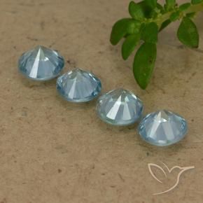 Pedras preciosas de Zircão Azul claro natural de 2.08 ct, Redondo, VVS