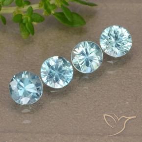 Pedras preciosas de Zircão Bebê azul natural de 1.85 ct, Redondo, VVS-VS