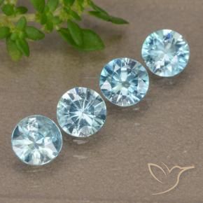 Pedras preciosas de Zircão Azul claro natural de 1.84 ct, Redondo, VVS-VS