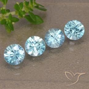 Pedras preciosas de Zircão Bebê azul natural de 2.17 ct, Redondo, VVS