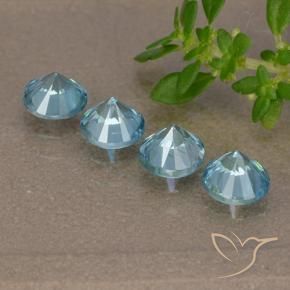 Pedras preciosas de Zircão Bebê azul natural de 2.17 ct, Redondo, VVS
