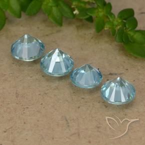 Pedras preciosas de Zircão Azul claro natural de 2.13 ct, Redondo, VS