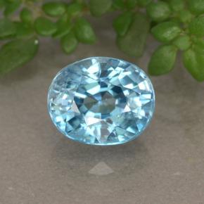 Zircão azul natural 2,18ct, corte oval, VVS