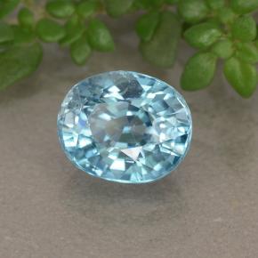 Zircão azul natural 2,18ct, corte oval, VVS