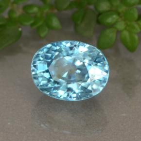 Zircão azul natural 2,81ct, corte oval, VVS