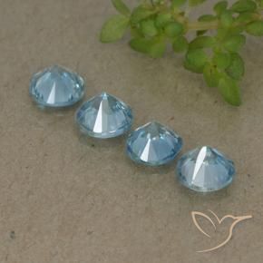 Pedras preciosas de Zircão Azul bebê intenso natural de 1.94 ct, Redondo, VVS