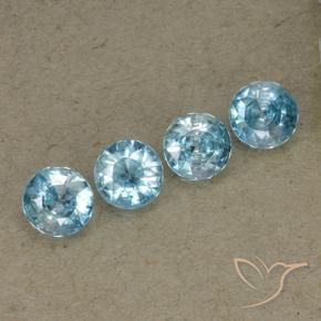 Pedras preciosas de Zircão Azul natural de 1.70 ct, Redondo, VVS-VS