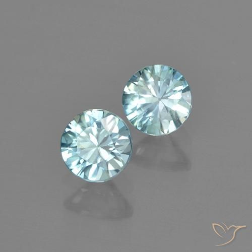 Pedras preciosas de Zircão Azul Aqua claro natural de 1.02 ct, Redondo, VS