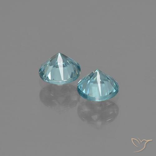 Pedras preciosas de Zircão Azul Aqua claro natural de 1.02 ct, Redondo, VS