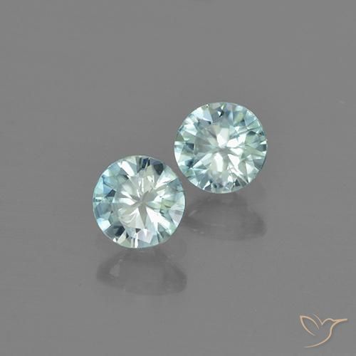 Pedras preciosas de Zircão Azul Aqua claro natural de 0.89 ct, Redondo, VVS-VS
