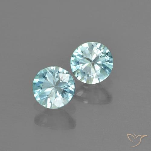 Pedras preciosas de Zircão Azul claro natural de 0.99 ct, Redondo, VVS-VS