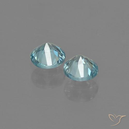Pedras preciosas de Zircão Azul claro natural de 0.99 ct, Redondo, VVS-VS