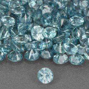 Pedras preciosas de zircão azul natural de 1,52 ct, corte redondo, VVS-VS