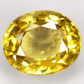Zircão amarelo natural 1,96ct, corte oval, VVS