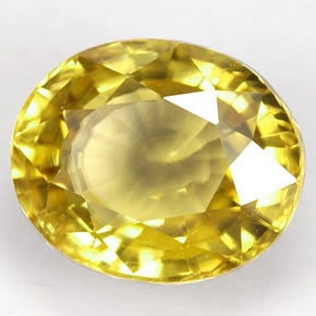 Zircão amarelo natural 1,96ct, corte oval, VVS