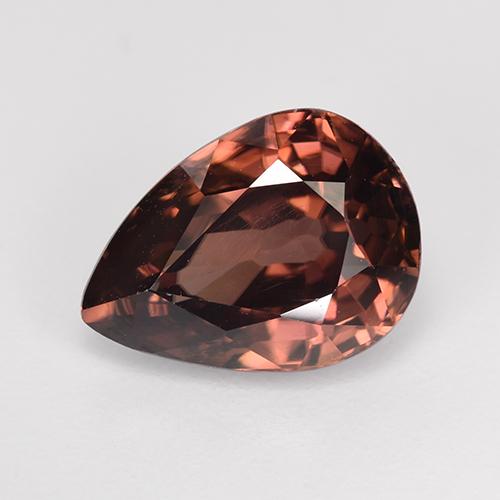 Zircão vermelho natural 4,62ct, formato de pêra, VVS-VS