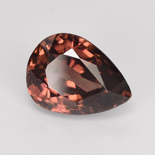 Zircão vermelho natural 4,62ct, formato de pêra, VVS-VS
