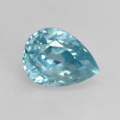 Zircão azul natural 2,01ct, formato de pêra, VVS-VS