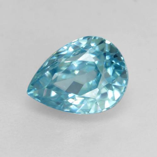 Zircão azul natural 2,01ct, formato de pêra, VVS-VS