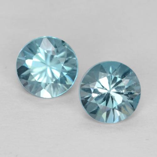 Pedras preciosas de Zircão Azul Esverdeado Médio natural de 0.96 ct, Corte Redondo, VVS-VS