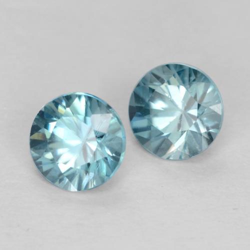 Pedras preciosas de Zircão Azul Esverdeado Médio natural de 0.96 ct, Corte Redondo, VVS-VS