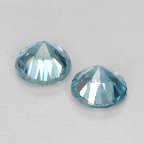 Pedras preciosas de Zircão Azul Esverdeado Médio natural de 0.96 ct, Corte Redondo, VVS-VS