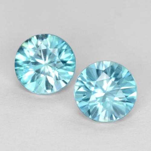 Pedras preciosas de zircão azul natural de 0,97 ct, corte redondo, VS