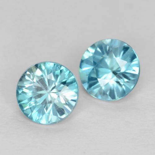 Pedras preciosas de zircão azul natural de 0,97 ct, corte redondo, VS