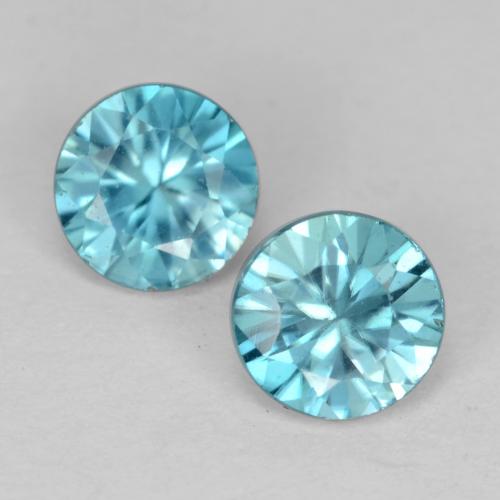 Pedras preciosas de zircão azul natural de 1,04 ct, corte redondo, VS