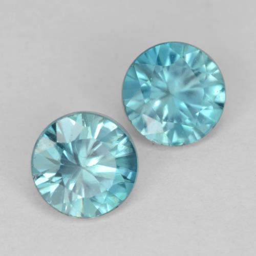Pedras preciosas de zircão azul natural de 1,04 ct, corte redondo, VS