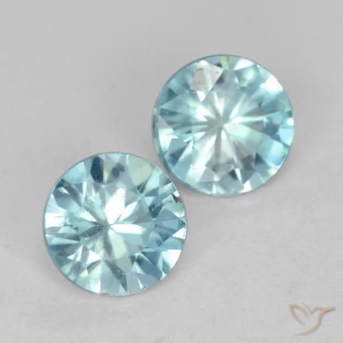 Pedras preciosas de Zircão Azul Esverdeado Claro natural de 0.88 ct, Redondo, VVS-VS