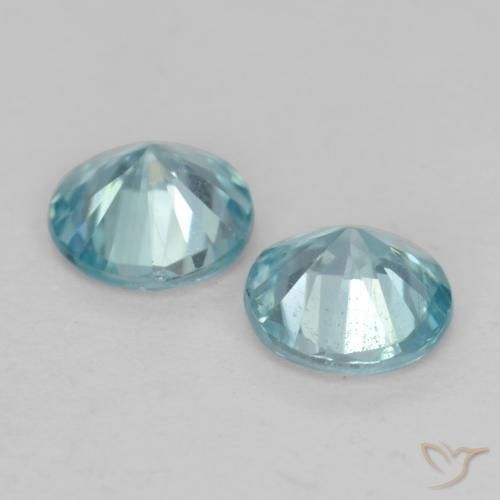 Pedras preciosas de Zircão Azul Esverdeado Claro natural de 0.88 ct, Redondo, VVS-VS